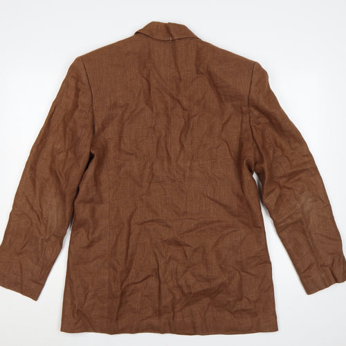 Braemar Women Brown Size 14 Lined One Button Notch Lapel Blazer