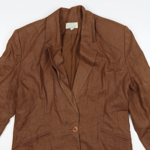 Braemar Women Brown Size 14 Lined One Button Notch Lapel Blazer