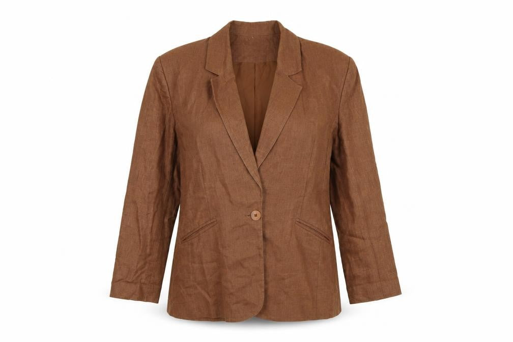 Braemar Women Brown Size 14 Lined One Button Notch Lapel Blazer