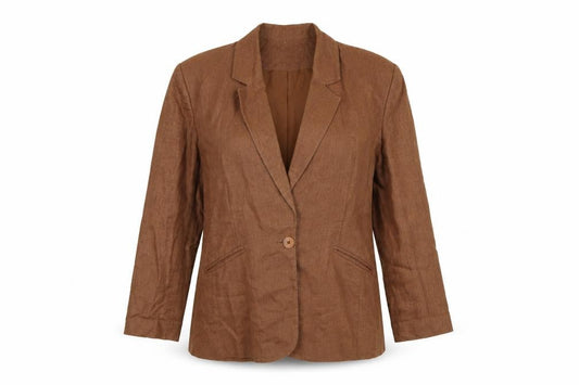 Braemar Women Brown Size 14 Lined One Button Notch Lapel Blazer