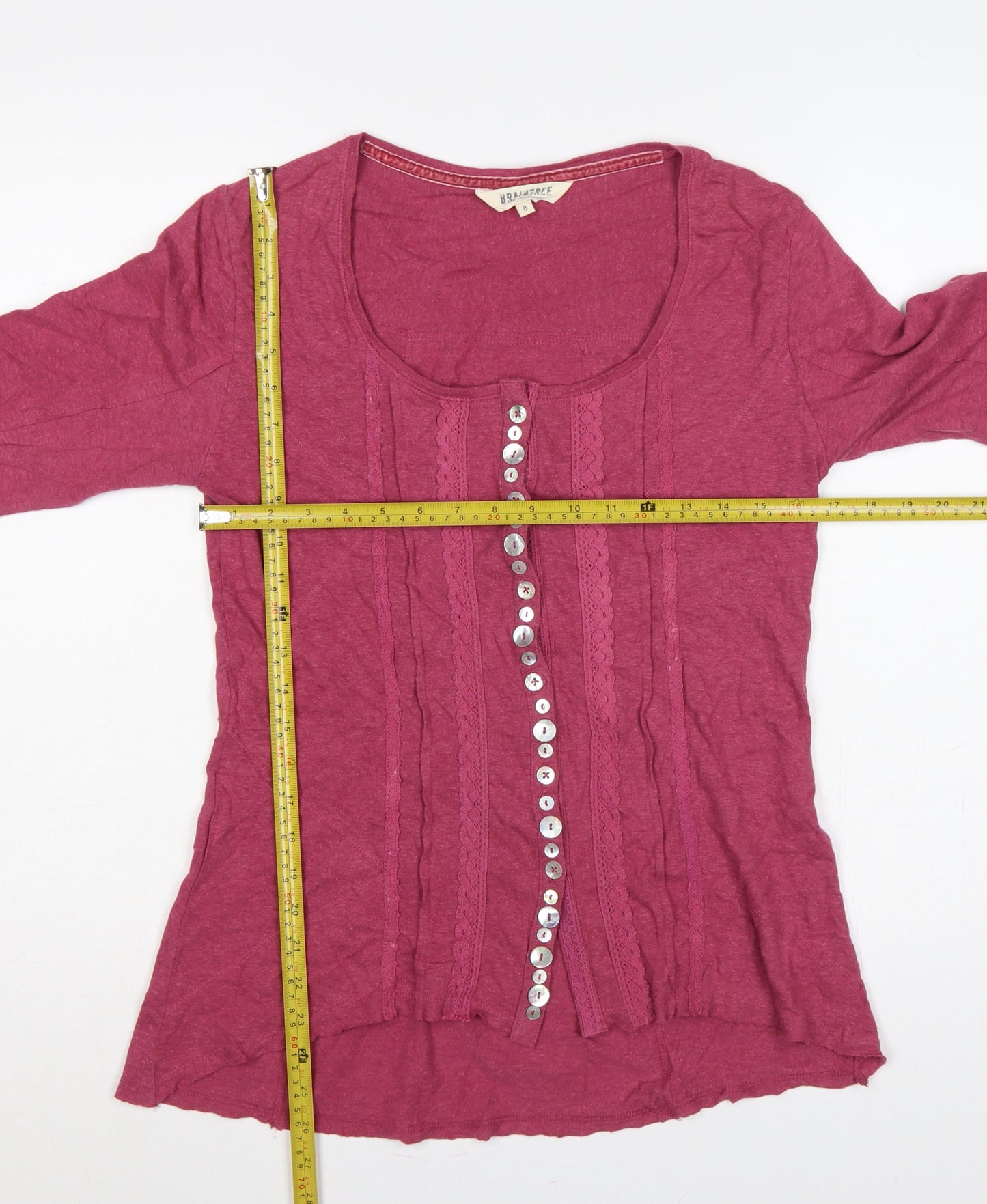 Braintree Women’s Pink UK 8 Hemp Cotton Tunic Button-Up Top