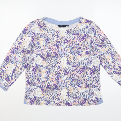 Isle Essentials Women Multicoloured Floral Cotton Jersey Top UK 14