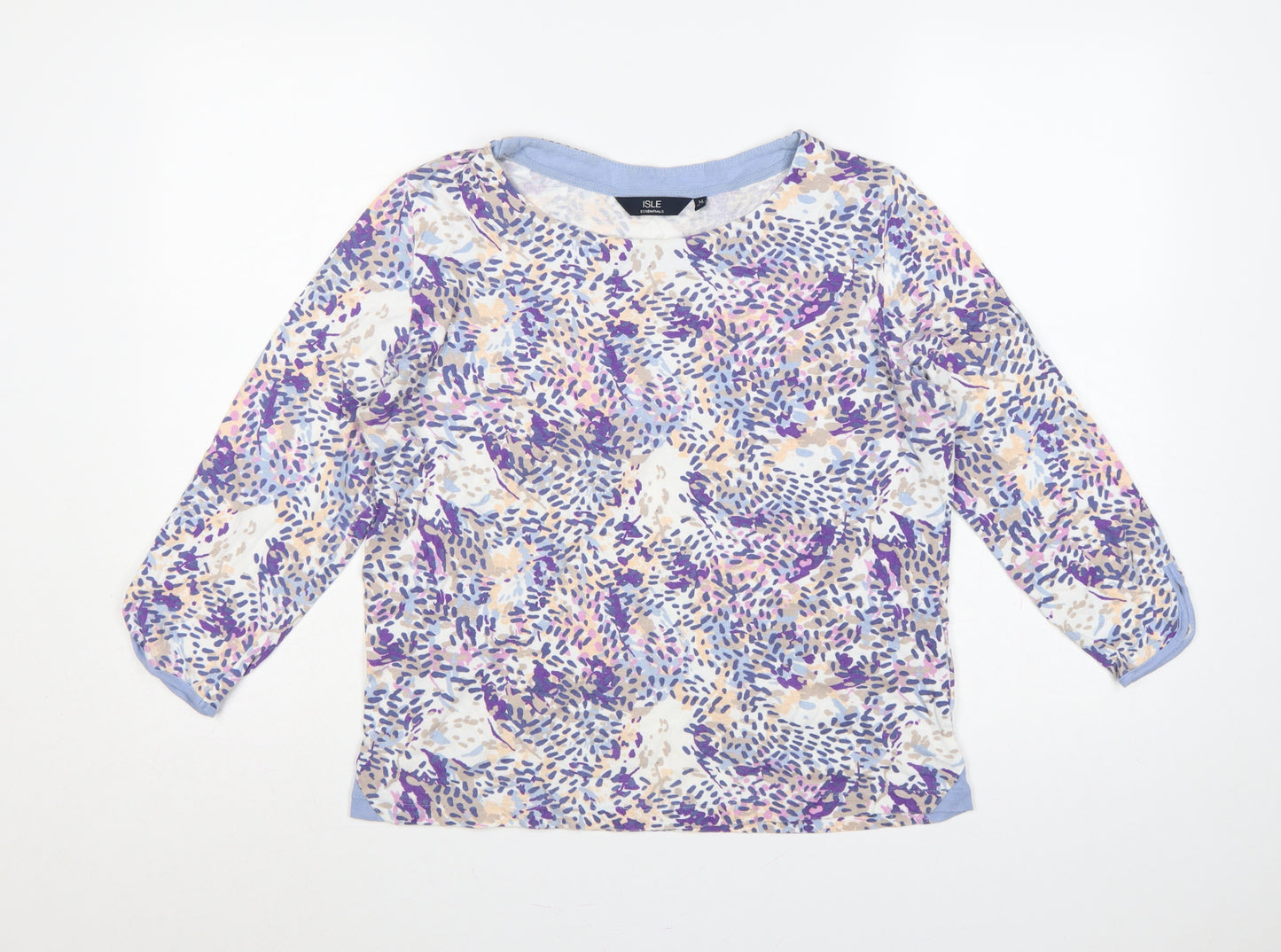 Isle Essentials Women Multicoloured Floral Cotton Jersey Top UK 14