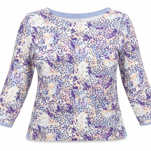 Isle Essentials Women Multicoloured Floral Cotton Jersey Top UK 14