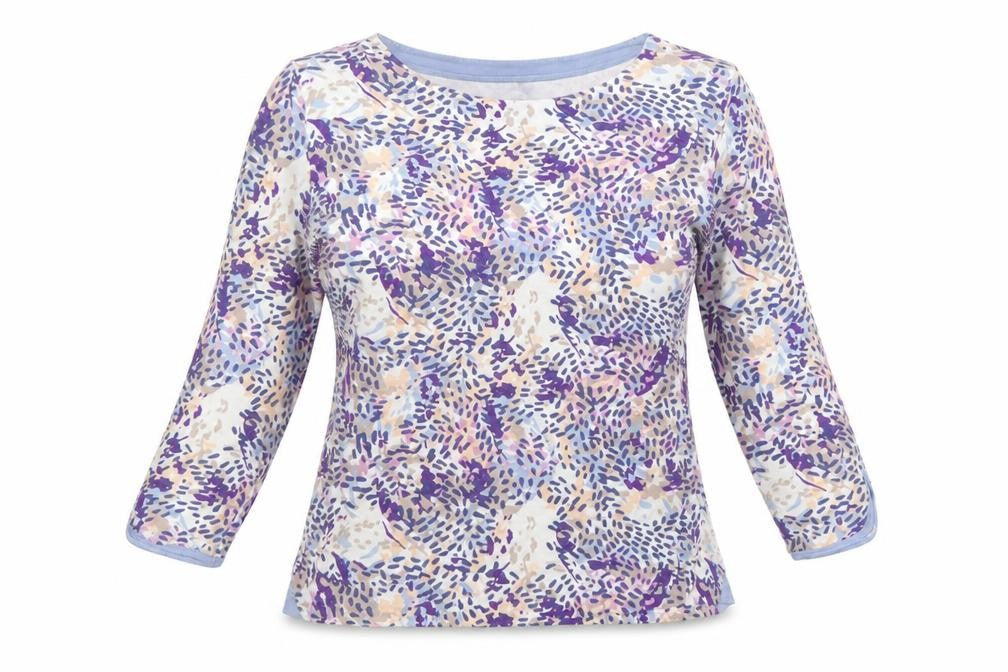 Isle Essentials Women Multicoloured Floral Cotton Jersey Top UK 14