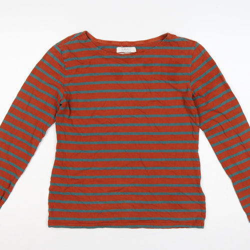 Seasalt Women’s Orange Teal Striped Sailor Jersey Top UK 10