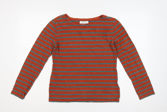 Seasalt Women’s Orange Teal Striped Sailor Jersey Top UK 10