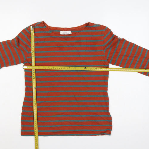 Seasalt Women’s Orange Teal Striped Sailor Jersey Top UK 10