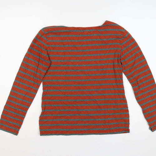 Seasalt Women’s Orange Teal Striped Sailor Jersey Top UK 10