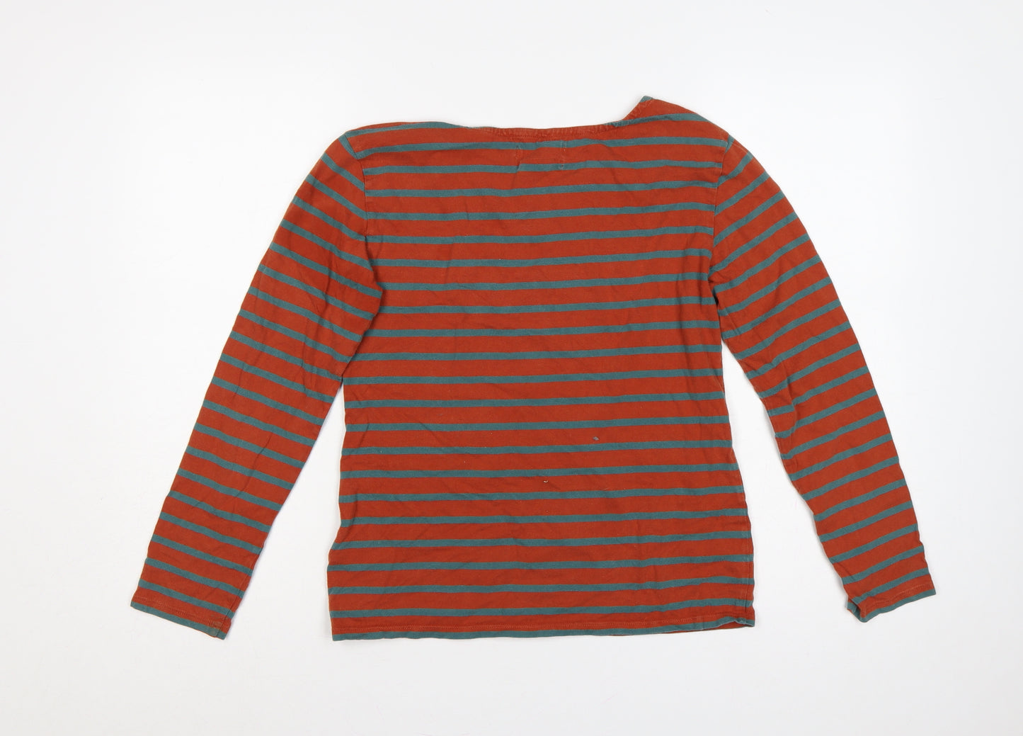 Seasalt Women’s Orange Teal Striped Sailor Jersey Top UK 10