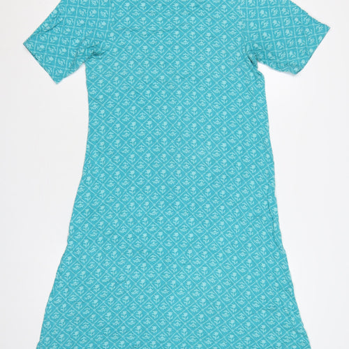 Cotton Traders Women Blue UK 12 Floral Maxi Jersey Stretch Dress