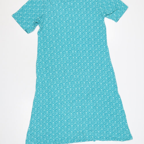 Cotton Traders Women Blue UK 12 Floral Maxi Jersey Stretch Dress