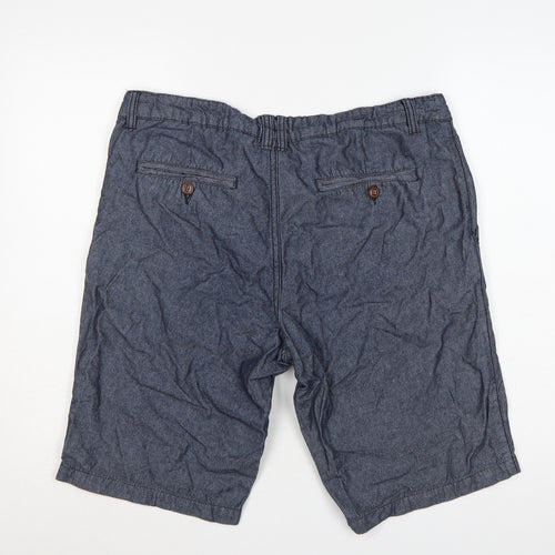 LIVERGY Men's Blue Cotton Bermuda Shorts Size 38 Drawstring Pockets
