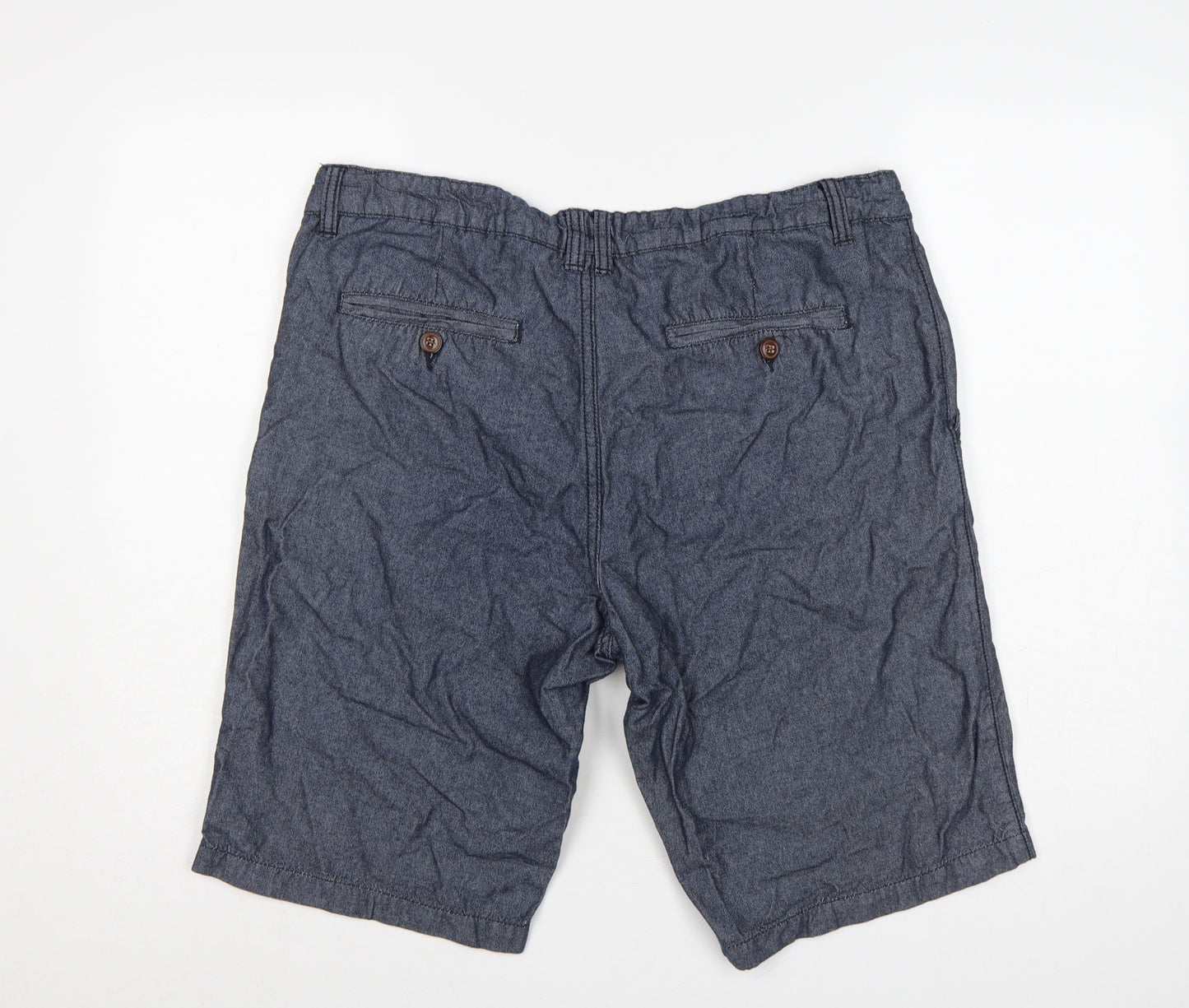 LIVERGY Men's Blue Cotton Bermuda Shorts Size 38 Drawstring Pockets