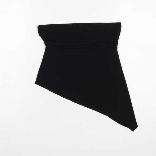 Urban Outfitters Women Black S Strapless Asymmetric Ruched Crop Top