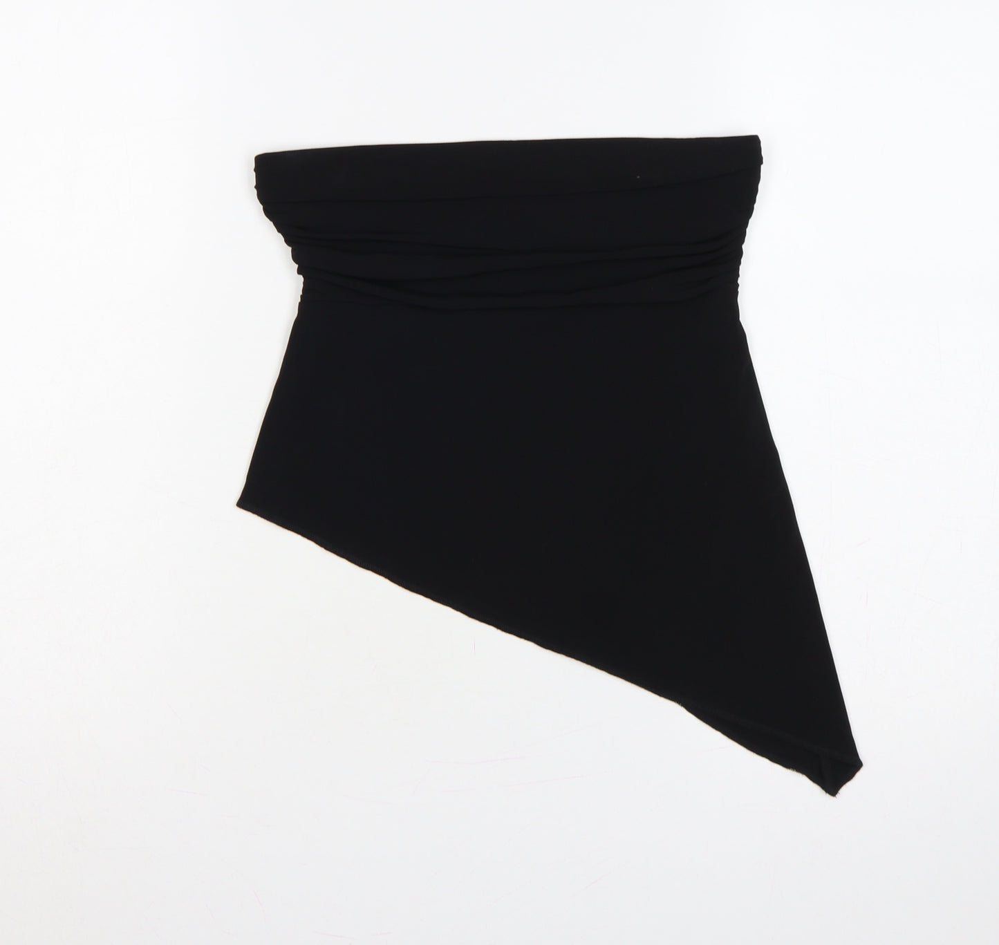 Urban Outfitters Women Black S Strapless Asymmetric Ruched Crop Top