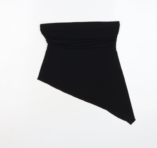 Urban Outfitters Women Black S Strapless Asymmetric Ruched Crop Top