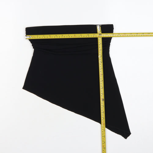 Urban Outfitters Women Black S Strapless Asymmetric Ruched Crop Top