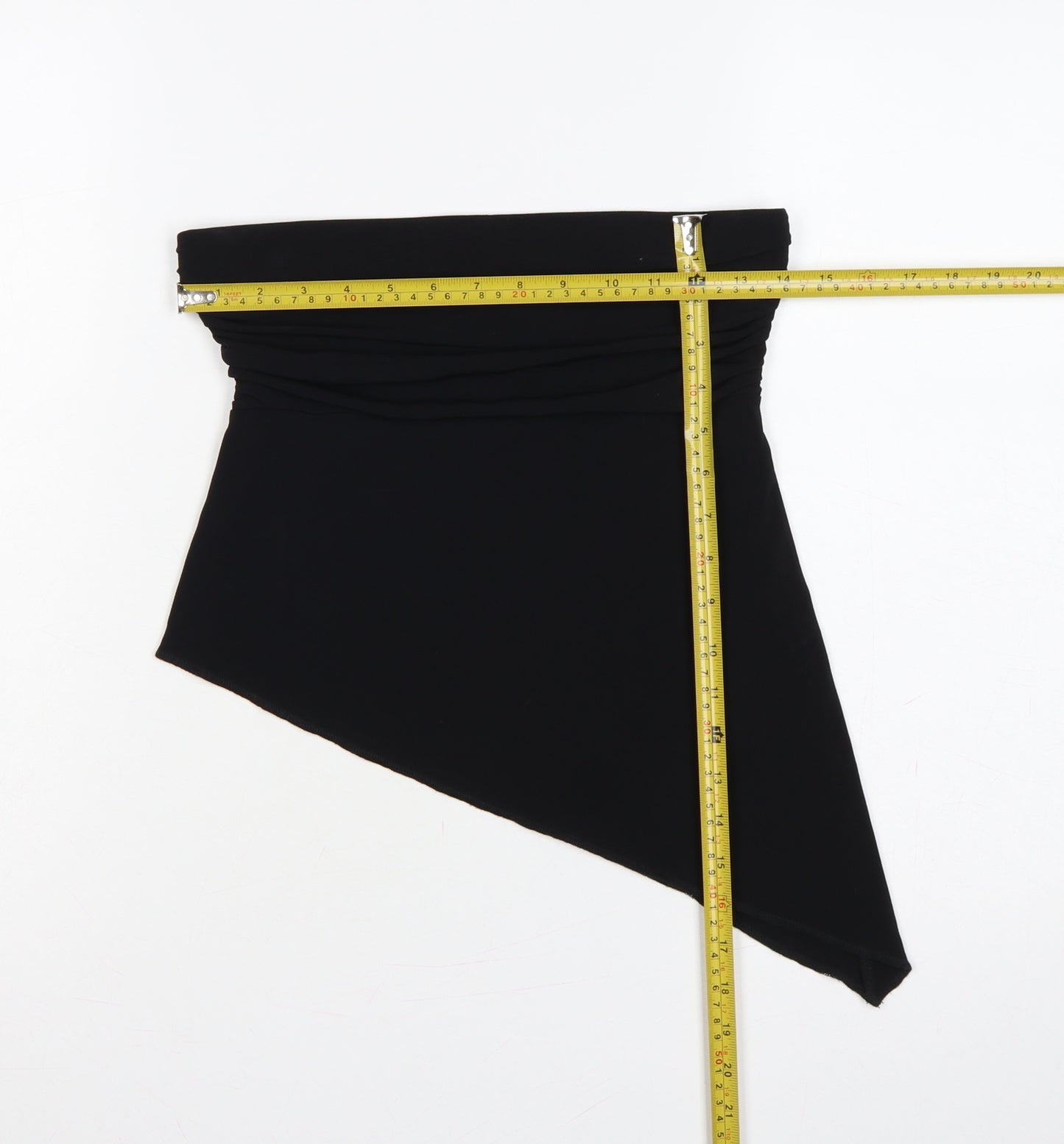 Urban Outfitters Women Black S Strapless Asymmetric Ruched Crop Top
