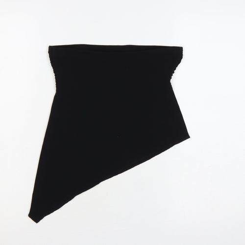 Urban Outfitters Women Black S Strapless Asymmetric Ruched Crop Top