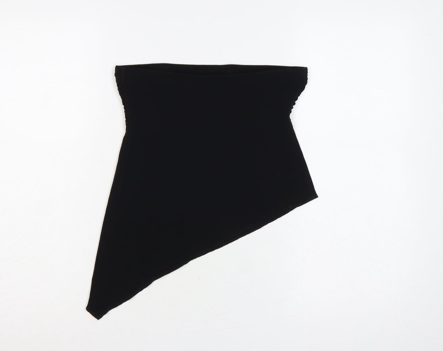 Urban Outfitters Women Black S Strapless Asymmetric Ruched Crop Top