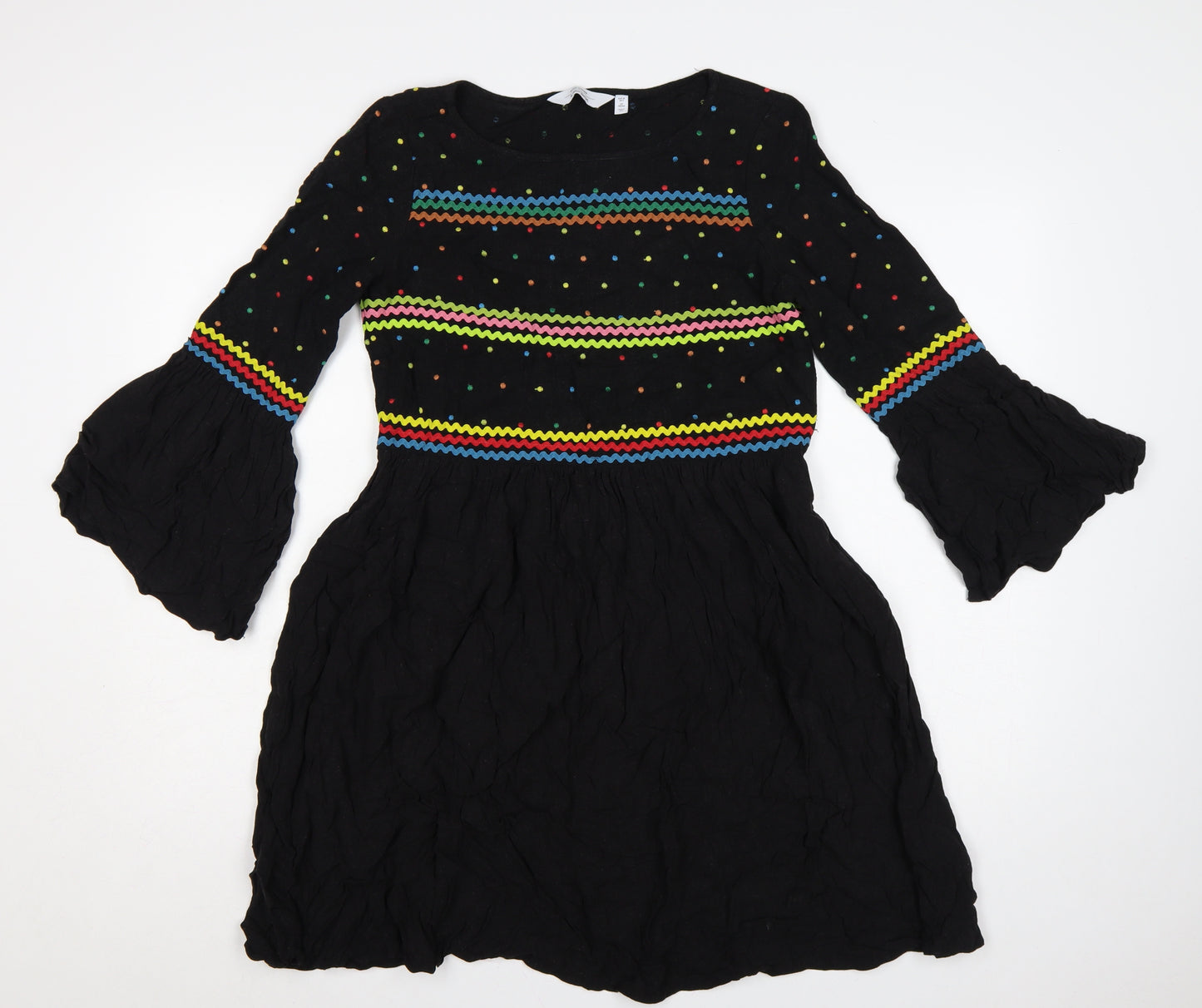 & Other Stories Women Black UK 8 Fit & Flare Bell Sleeve Dress