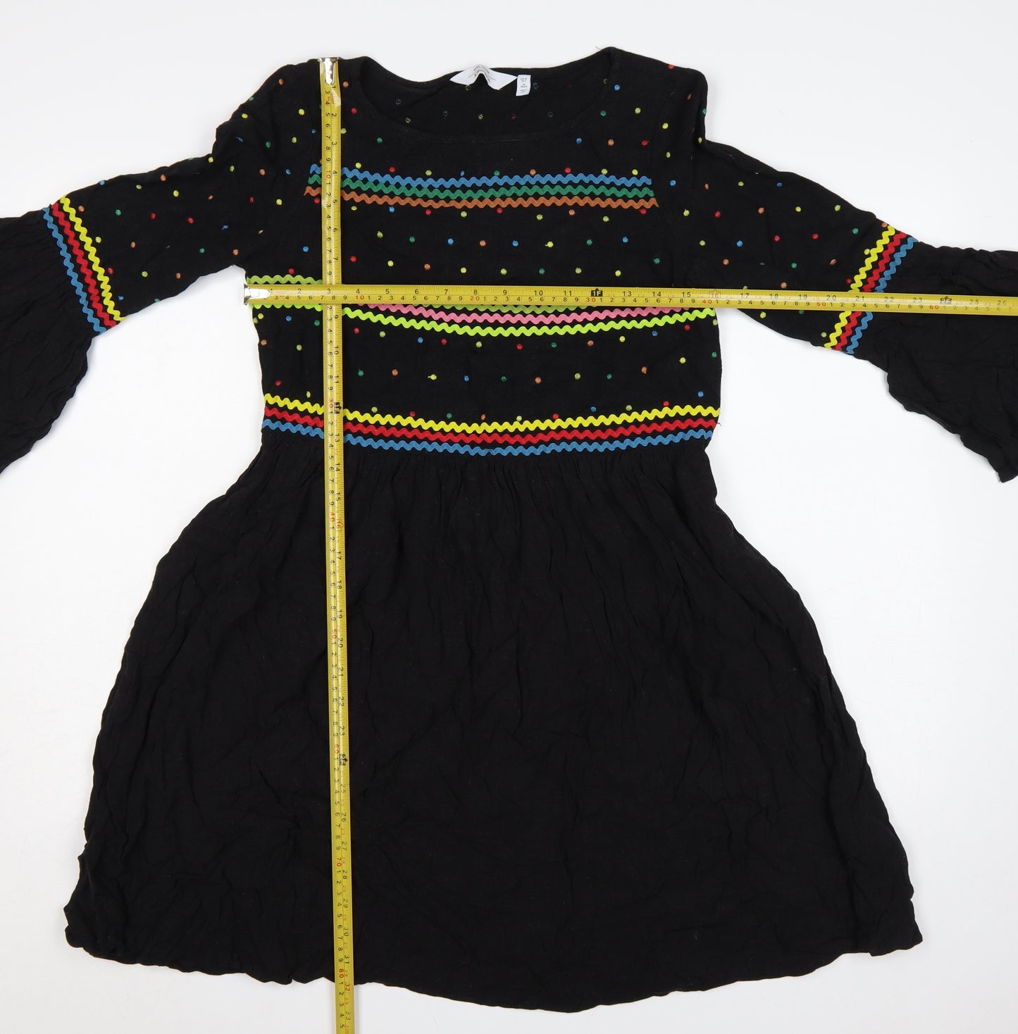 & Other Stories Women Black UK 8 Fit & Flare Bell Sleeve Dress