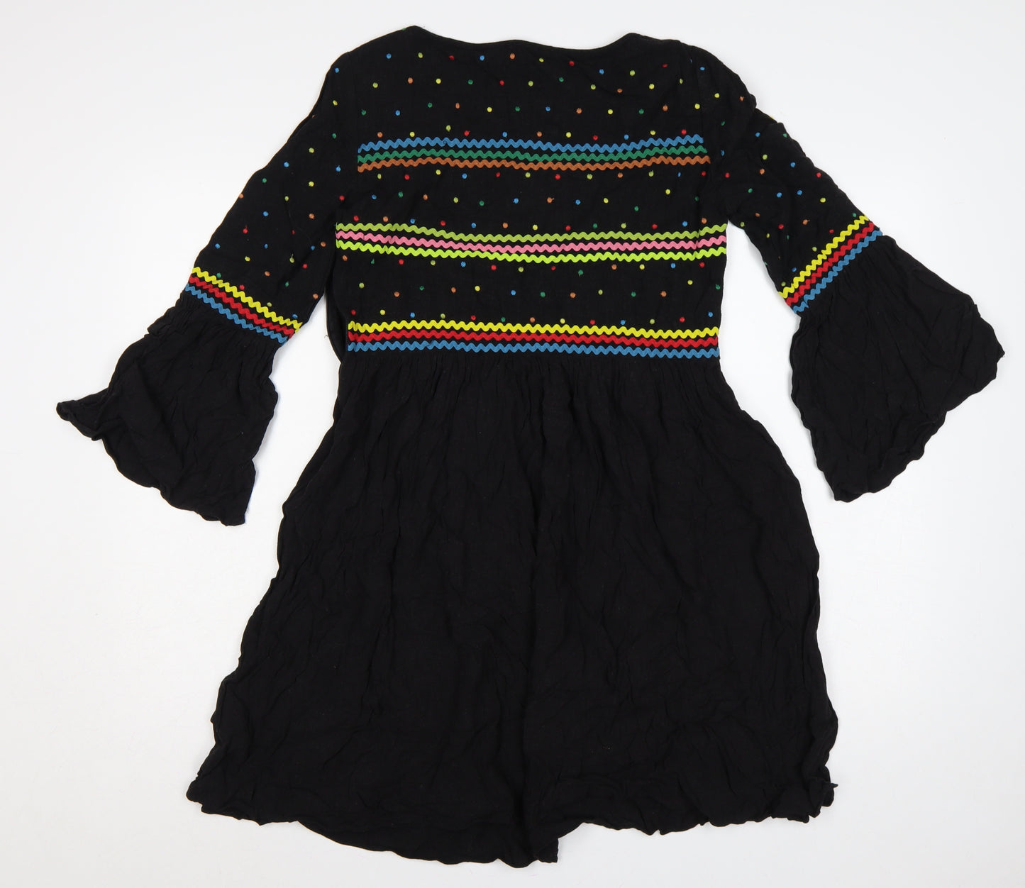 & Other Stories Women Black UK 8 Fit & Flare Bell Sleeve Dress