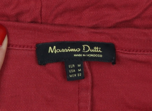 Massimo Dutti Women Red M Lyocell Knee Length Tie Waist Shirt Dress