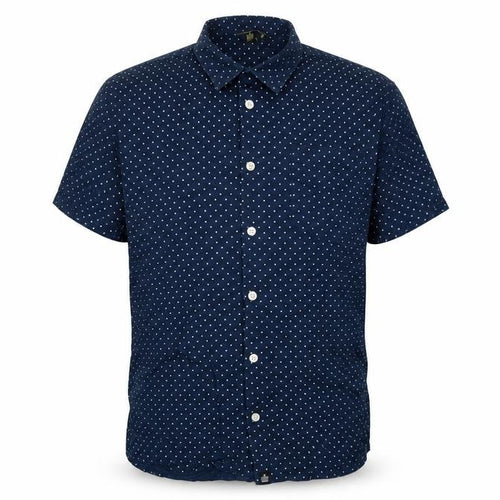 Admiral Men’s Navy Polka Dot Cotton M Short Sleeve Button-Up Shirt