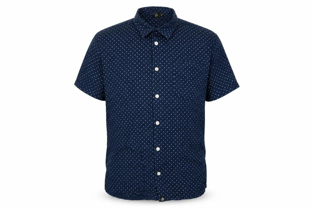 Admiral Men’s Navy Polka Dot Cotton M Short Sleeve Button-Up Shirt