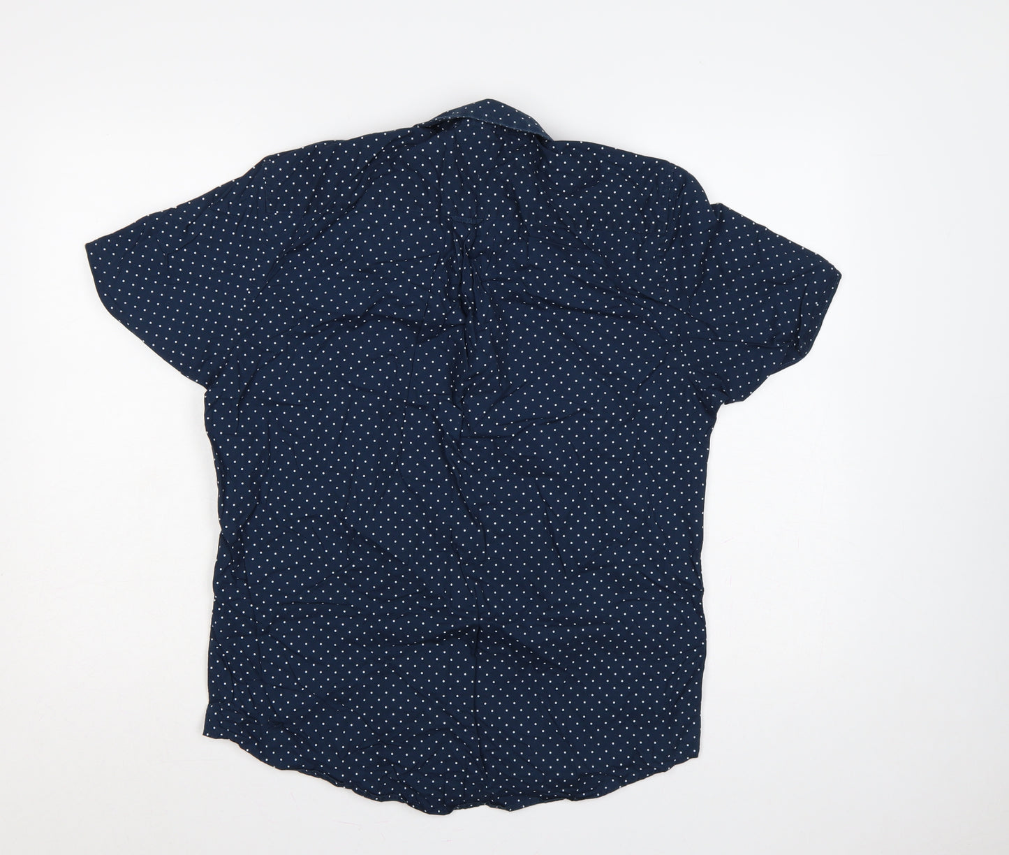 Admiral Men’s Navy Polka Dot Cotton M Short Sleeve Button-Up Shirt