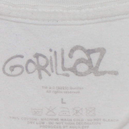 Gorillaz Men's White L Graphic Jeep Band Short Sleeve T-Shirt