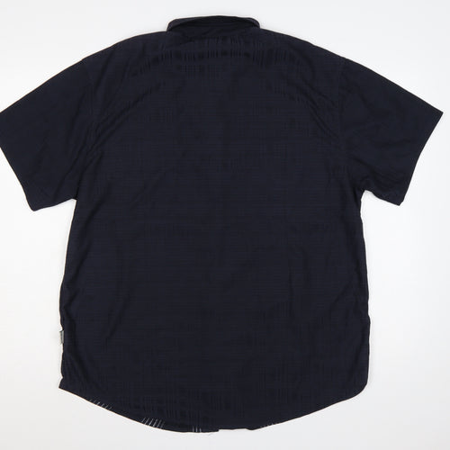 Zeepmayer Men’s Blue 2XL Striped Short Sleeve Button-Up Shirt