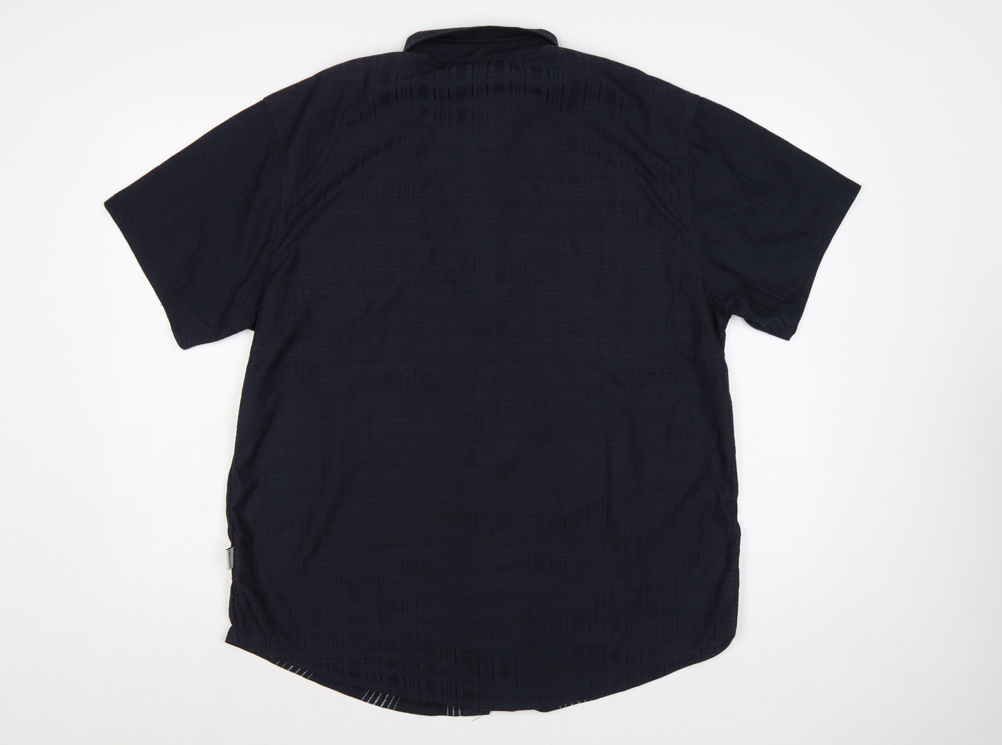 Zeepmayer Men’s Blue 2XL Striped Short Sleeve Button-Up Shirt