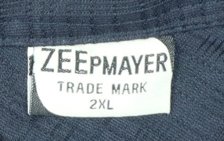 Zeepmayer Men’s Blue 2XL Striped Short Sleeve Button-Up Shirt
