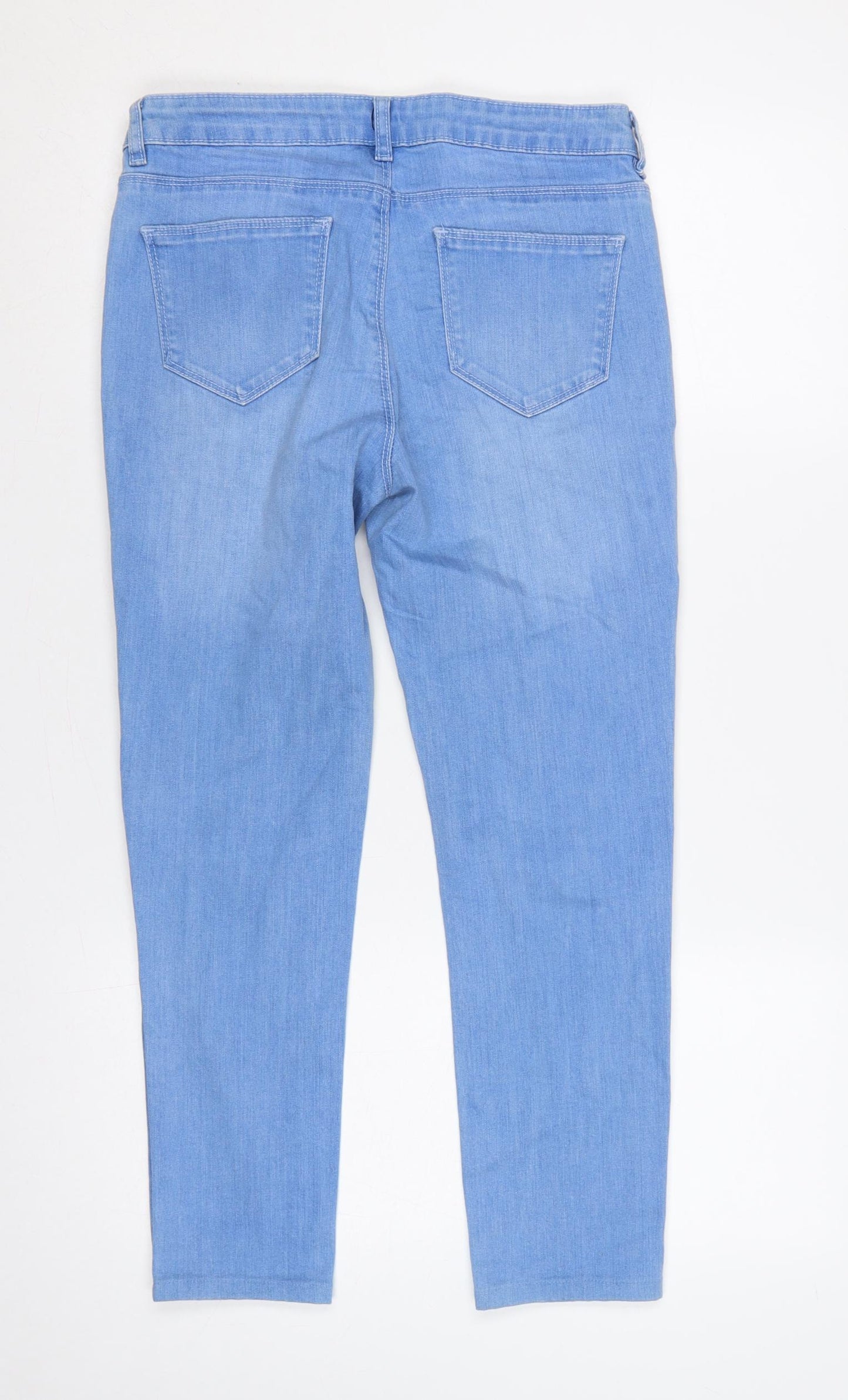 F&F Women’s Blue Skinny Stretch Jeans UK 10 Light Wash Mid Rise