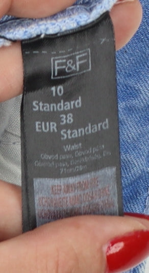 F&F Women’s Blue Skinny Stretch Jeans UK 10 Light Wash Mid Rise