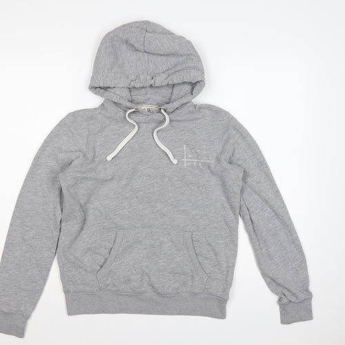 Jack Wills Women's Grey UK 10 Pullover Hoodie Logo Drawstring