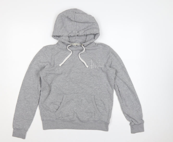 Jack Wills Women's Grey UK 10 Pullover Hoodie Logo Drawstring