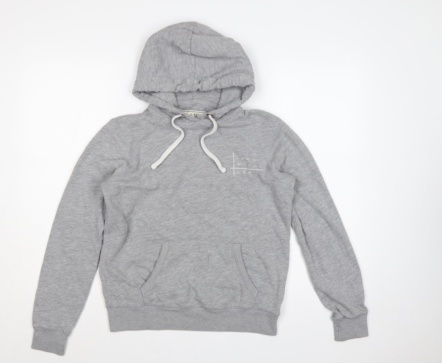 Jack Wills Women's Grey UK 10 Pullover Hoodie Logo Drawstring