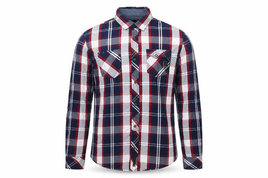 Front view of Dcode Men’s Multicoloured Plaid Cotton Long Sleeve Button-Up Shirt L