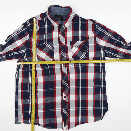 Dcode Men’s Multicoloured Plaid Cotton Long Sleeve Button-Up Shirt L