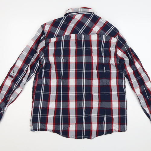 Dcode Men’s Multicoloured Plaid Cotton Long Sleeve Button-Up Shirt L