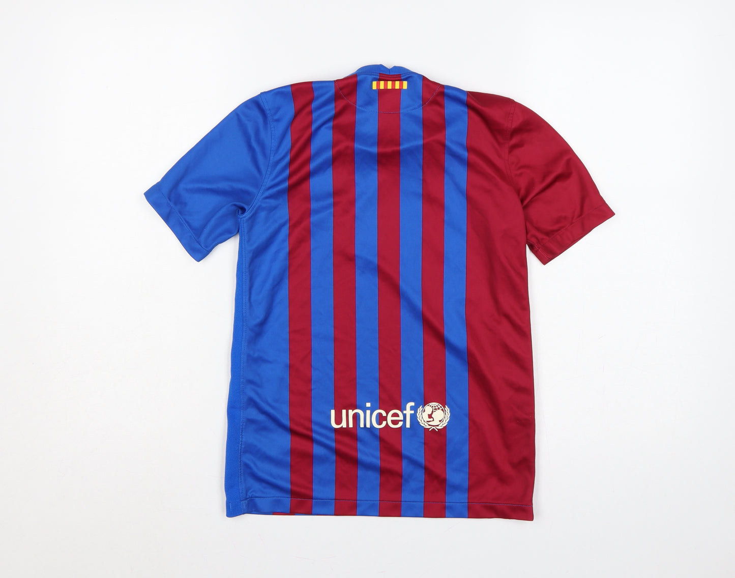 Nike Boys Barcelona Blue Red Striped Football Jersey 158 Short Sleeve