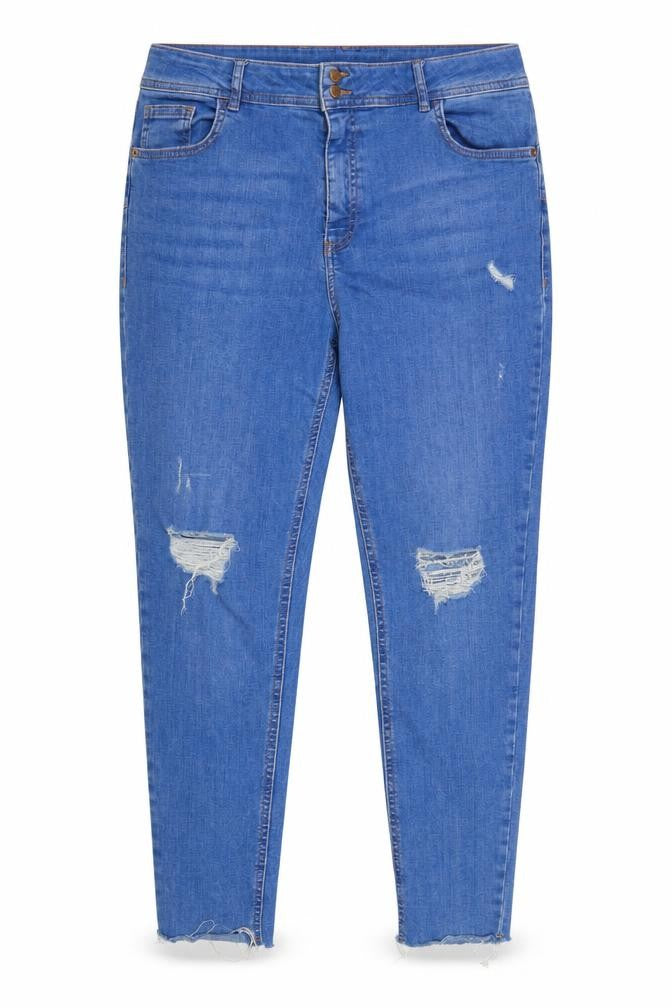F&F Women’s Blue UK 18 Skinny Distressed High Rise Stretch Jeans