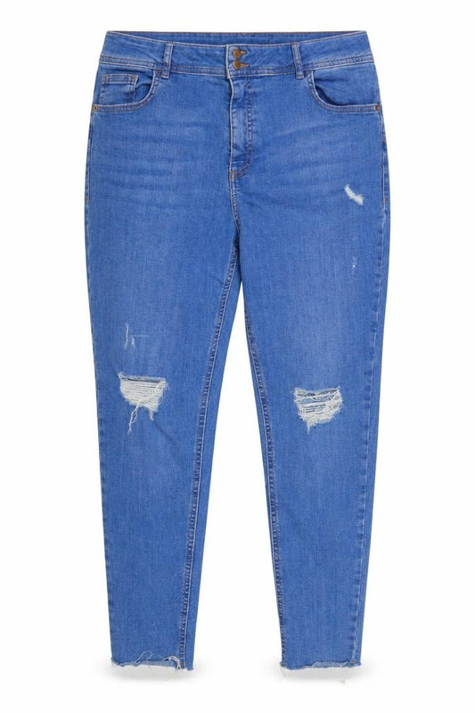 F&F Women’s Blue UK 18 Skinny Distressed High Rise Stretch Jeans