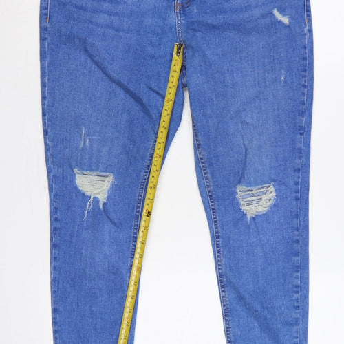 F&F Women’s Blue UK 18 Skinny Distressed High Rise Stretch Jeans