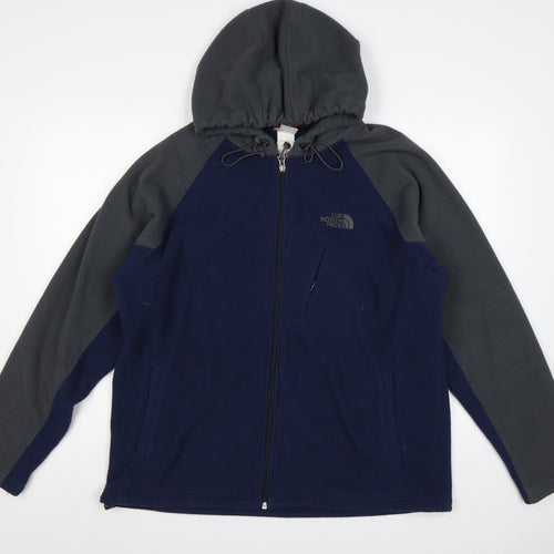 The North Face Men’s Blue Grey L Hooded Full Zip Fleece Jacket