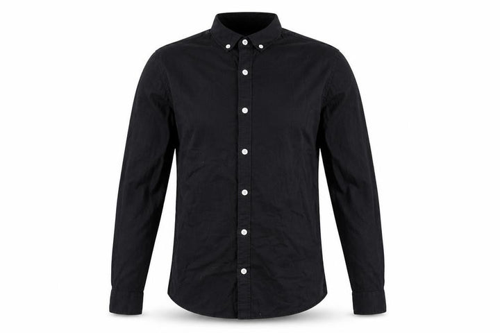 New Look Men Black M Muscle Fit Button-Down Long Sleeve Shirt